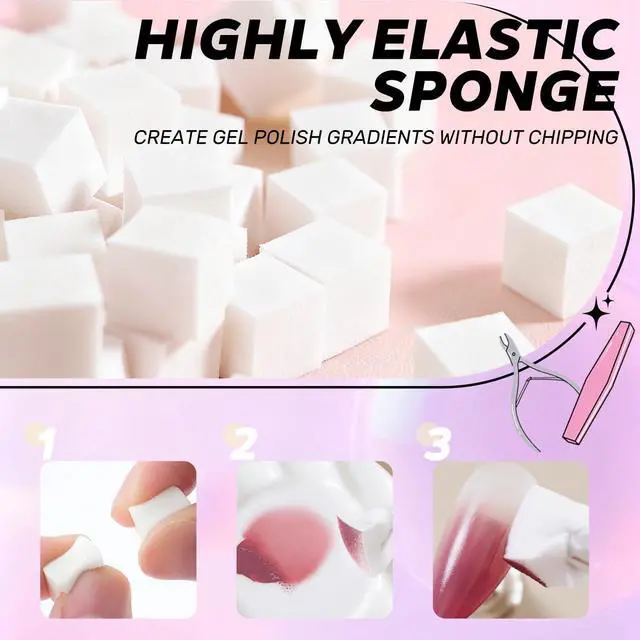 Alt view image 4 of 6 - Nail Sponges for Ombre Gel Pat Paint Nail Art, 120PCS Sponges 1 Grabber Pen