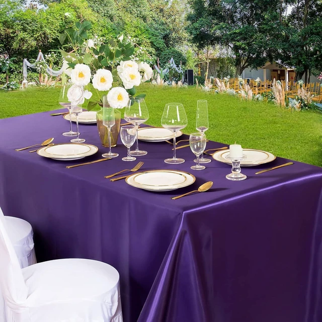 Alt view image 2 of 7 - Purple Satin Tablecloth 60 x 102 Inches