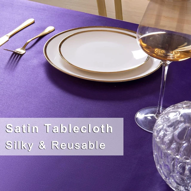 Alt view image 5 of 7 - Purple Satin Tablecloth 60 x 102 Inches