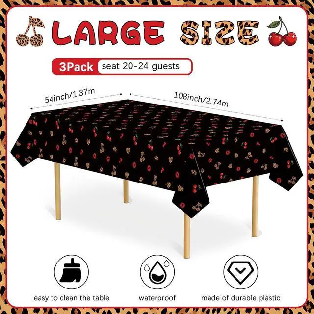 Alt view image 3 of 7 - 3Pcs Cheetah Print Birthday Decorations Tablecloth, 54 x 108 Inch