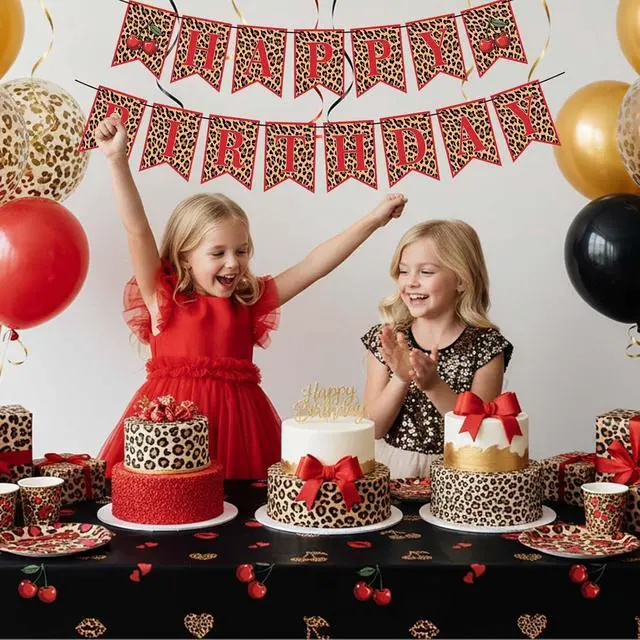 Alt view image 6 of 7 - 3Pcs Cheetah Print Birthday Decorations Tablecloth, 54 x 108 Inch