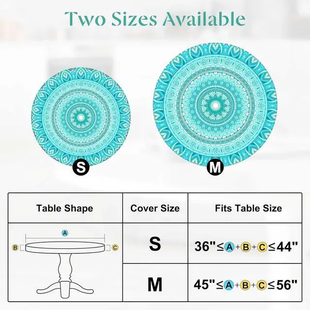 Alt view image 7 of 7 - Round Tablecloth Fitted Elastic Waterproof Table Cover for 36"-44" Tables