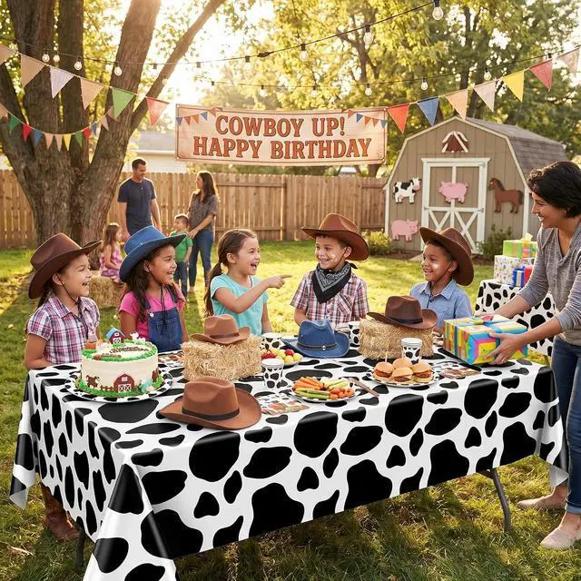 Alt view image 3 of 7 - 2 Pack Cow Print Plastic Tablecloth, 54 x 108 Inch PE Table Cover