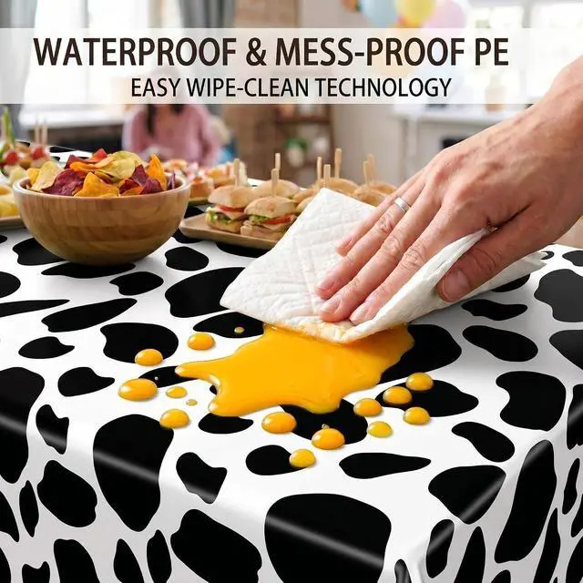 Alt view image 5 of 7 - 2 Pack Cow Print Plastic Tablecloth, 54 x 108 Inch PE Table Cover