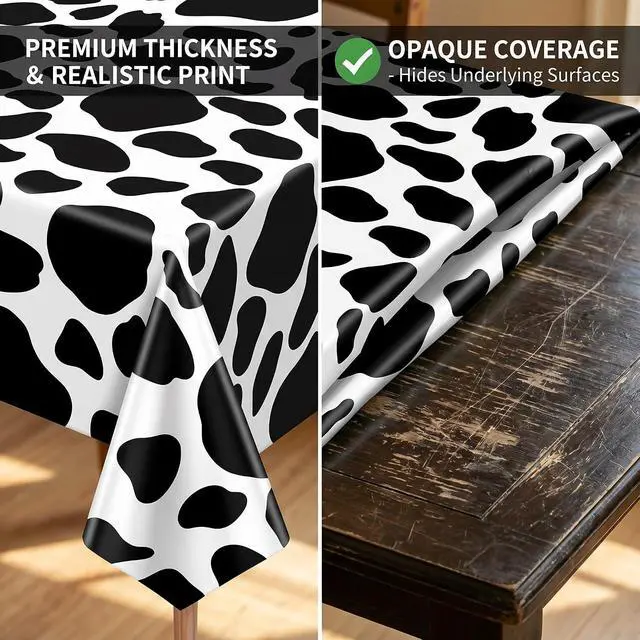 Alt view image 6 of 7 - 2 Pack Cow Print Plastic Tablecloth, 54 x 108 Inch PE Table Cover