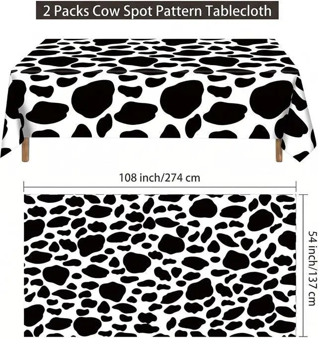 Alt view image 7 of 7 - 2 Pack Cow Print Plastic Tablecloth, 54 x 108 Inch PE Table Cover