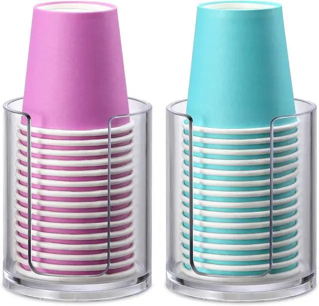 Main image of Bathroom Cup Dispenser, 2 Pack Mouthwash Cups Holder, Small Disposable Paper Cup Holders For Rinsing Cups On Bathroom Vanity Countertops