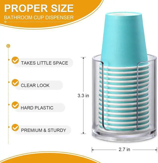 Alt view image 2 of 7 - Bathroom Cup Dispenser, 2 Pack Mouthwash Cups Holder, Small Disposable Paper Cup Holders For Rinsing Cups On Bathroom Vanity Countertops