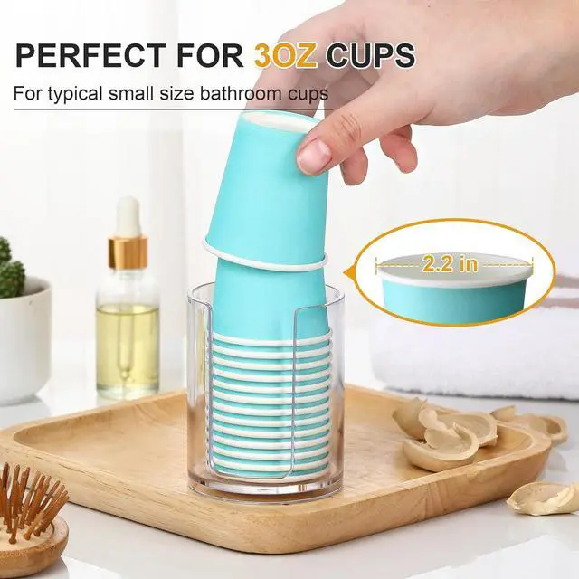 Alt view image 3 of 7 - Bathroom Cup Dispenser, 2 Pack Mouthwash Cups Holder, Small Disposable Paper Cup Holders For Rinsing Cups On Bathroom Vanity Countertops