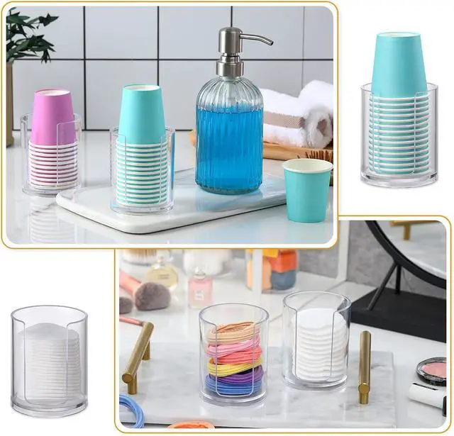 Alt view image 5 of 7 - Bathroom Cup Dispenser, 2 Pack Mouthwash Cups Holder, Small Disposable Paper Cup Holders For Rinsing Cups On Bathroom Vanity Countertops