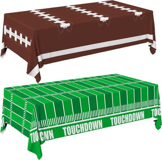 Main image of Football Party Decorations Disposable Tablecloth Plastic Touchdown Table Cover for Birthday Football Party Games Decoration 54 X 108Inch2 Pack
