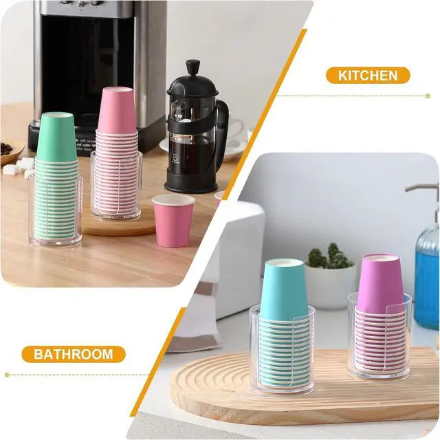 Alt view image 6 of 7 - Bathroom Cup Dispenser, 2 Pack Mouthwash Cups Holder, Small Disposable Paper Cup Holders For Rinsing Cups On Bathroom Vanity Countertops