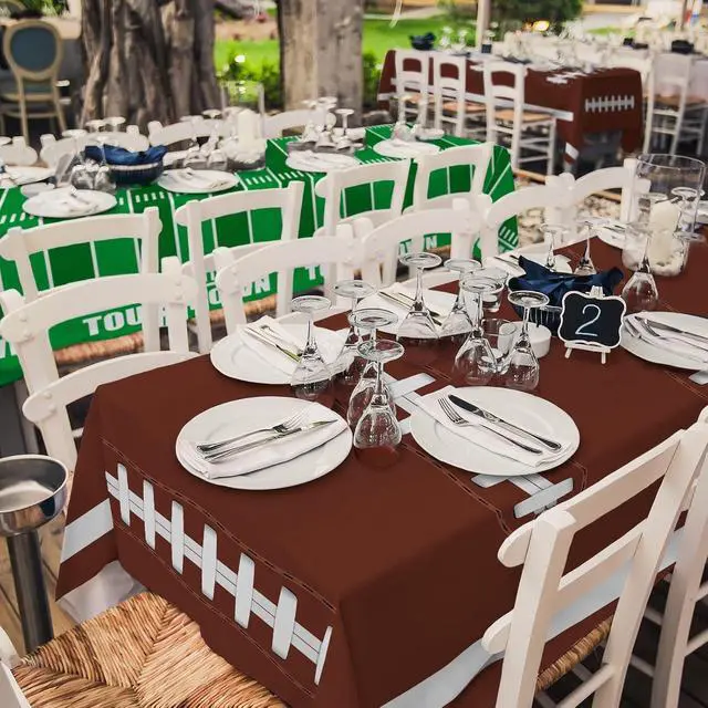 Alt view image 3 of 7 - Football Party Decorations Disposable Tablecloth Plastic Touchdown Table Cover for Birthday Football Party Games Decoration 54 X 108Inch2 Pack