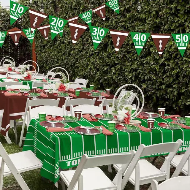 Alt view image 4 of 7 - Football Party Decorations Disposable Tablecloth Plastic Touchdown Table Cover for Birthday Football Party Games Decoration 54 X 108Inch2 Pack