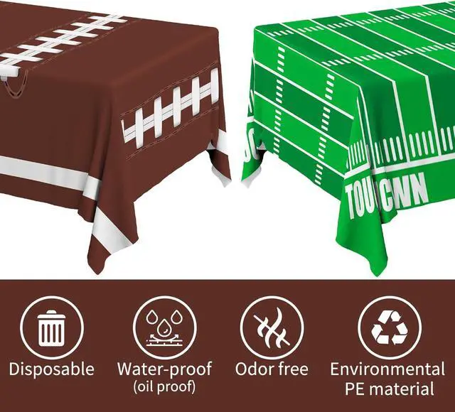Alt view image 5 of 7 - Football Party Decorations Disposable Tablecloth Plastic Touchdown Table Cover for Birthday Football Party Games Decoration 54 X 108Inch2 Pack