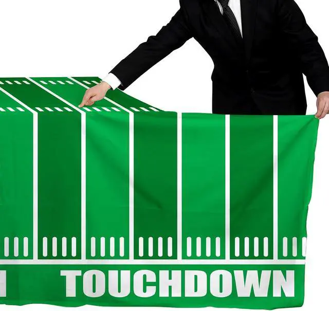 Alt view image 6 of 7 - Football Party Decorations Disposable Tablecloth Plastic Touchdown Table Cover for Birthday Football Party Games Decoration 54 X 108Inch2 Pack