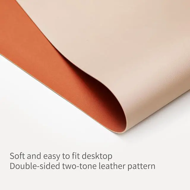 Alt view image 3 of 7 - Double-Sided Two-Tone Faux Leather Desk mat Desktop Organization and Accessories Home and Office Large Mouse pad Game and Work (Apricot/Orange, 36"x17")