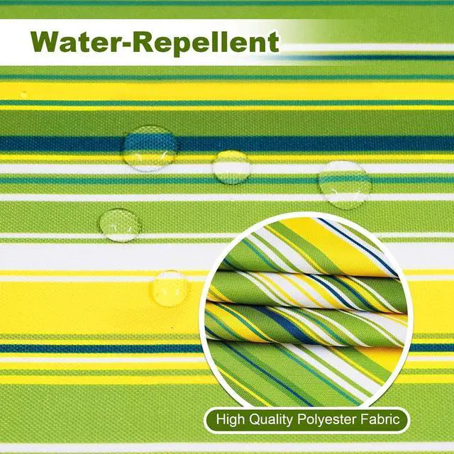 Alt view image 2 of 7 - Fitted Round Outdoor Tablecloth, Polyester SpillProof Green Stripe Table Cloth with Umbrella Hole Zipper Elastic for Patio Garden Poolside Picnic Fits to 32"-38" Patio Table