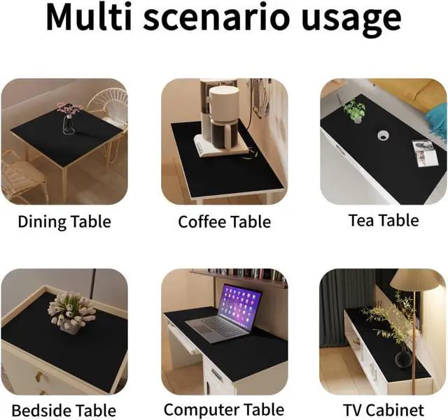 Alt view image 6 of 6 - Leather Nightstand Cover,1.8mm Thick,15.75x23.6 Inch end Table Cover,Side Table Cover,Bedside Table Cover,Bedside Tablecloth.(Black+Black,15.75x23.6)