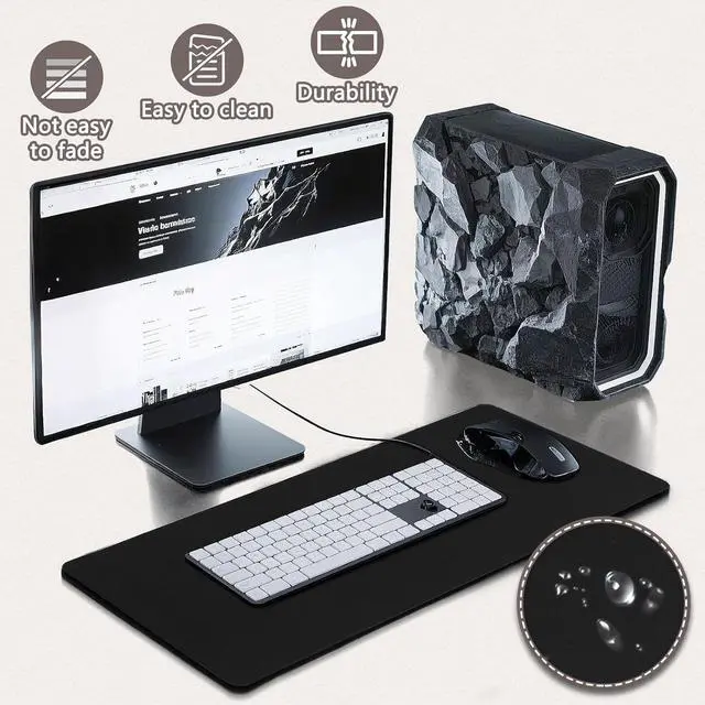 Alt view image 4 of 7 - Mouse Pad Gaming - Desk Mat for Keyboard and Mouse - Black Large Mouse Pad for Desk, Mousepad (31.5 x 11.8inch) with Non-Slip Base, Desks Pad Mat for Gaming, Office and Home
