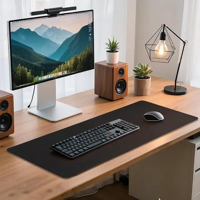 Alt view image 7 of 7 - Mouse Pad Gaming - Desk Mat for Keyboard and Mouse - Black Large Mouse Pad for Desk, Mousepad (31.5 x 11.8inch) with Non-Slip Base, Desks Pad Mat for Gaming, Office and Home