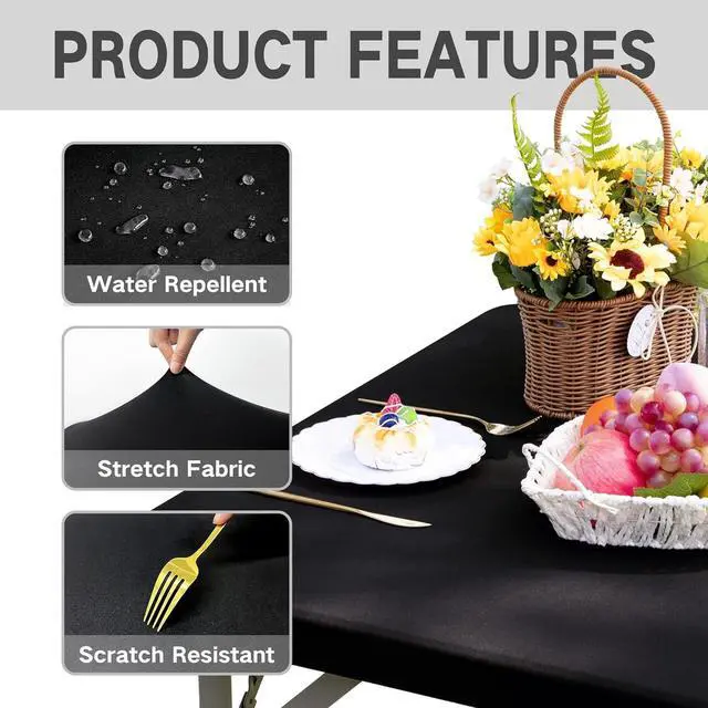 Alt view image 4 of 7 - Card Table Covers Fitted Square Elastic Tablecloth, Black 34x34 in