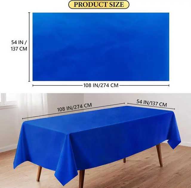 Alt view image 2 of 7 - 4 Pack Royal Blue Disposable Tablecloth, Leakproof & Sturdy Table Cloth