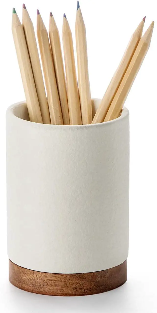 Main image of Ceramic Pen Holder for Desk, Pencil Cup, (White,Set / 1)