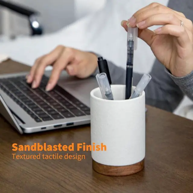 Alt view image 3 of 6 - Ceramic Pen Holder for Desk, Pencil Cup, (White,Set / 1)