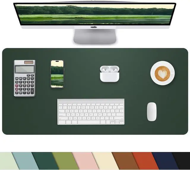 Main image of Leather Desk Pad Protector,Desk Cover mat,Office Desk mat,Laptop Mat for Desk, Non-Slip Desk Blotter,Waterproof Desk Writing Pad for Office&Home(23.6"x13.8",Dark Green)