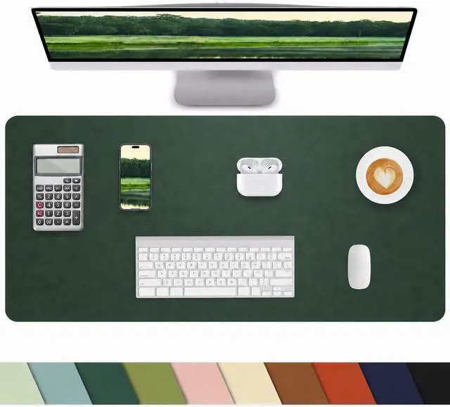 Alt view image 2 of 7 - Leather Desk Pad Protector,Desk Cover mat,Office Desk mat,Laptop Mat for Desk, Non-Slip Desk Blotter,Waterproof Desk Writing Pad for Office&Home(23.6"x13.8",Dark Green)