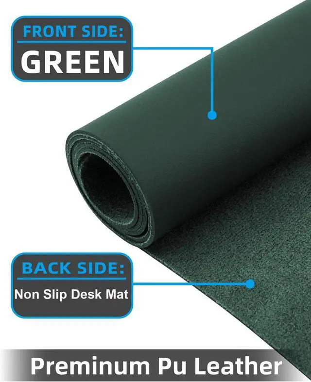 Alt view image 3 of 7 - Leather Desk Pad Protector,Desk Cover mat,Office Desk mat,Laptop Mat for Desk, Non-Slip Desk Blotter,Waterproof Desk Writing Pad for Office&Home(23.6"x13.8",Dark Green)