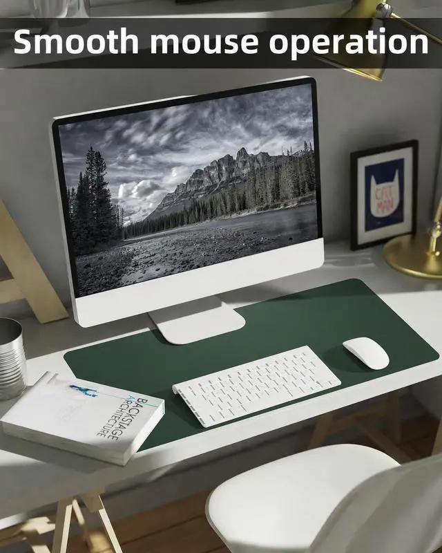Alt view image 6 of 7 - Leather Desk Pad Protector,Desk Cover mat,Office Desk mat,Laptop Mat for Desk, Non-Slip Desk Blotter,Waterproof Desk Writing Pad for Office&Home(23.6"x13.8",Dark Green)