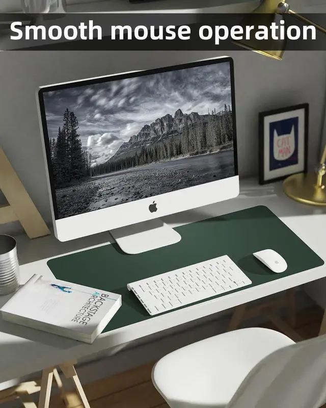 Alt view image 5 of 7 - Leather Desk Pad Protector,Desk Cover mat,Office Desk mat,Laptop Mat for Desk, Non-Slip Desk Blotter,Waterproof Desk Writing Pad for Office&Home(23.6"x13.8",Dark Green)