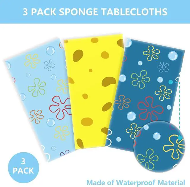 Alt view image 2 of 6 - 3PCS Cartoon Ocean Themed Tablecloth Blue Yellow Undersea Party Table Cover for Kids Boys Girls Birthday Decorations