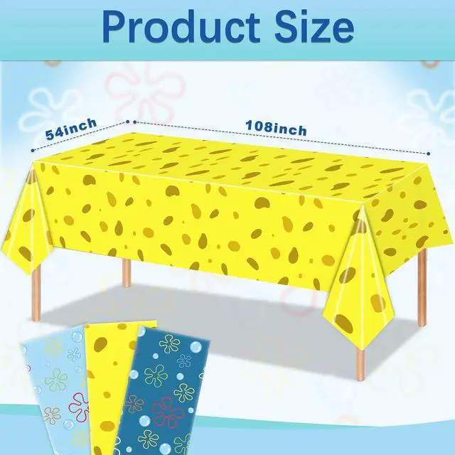 Alt view image 3 of 6 - 3PCS Cartoon Ocean Themed Tablecloth Blue Yellow Undersea Party Table Cover for Kids Boys Girls Birthday Decorations