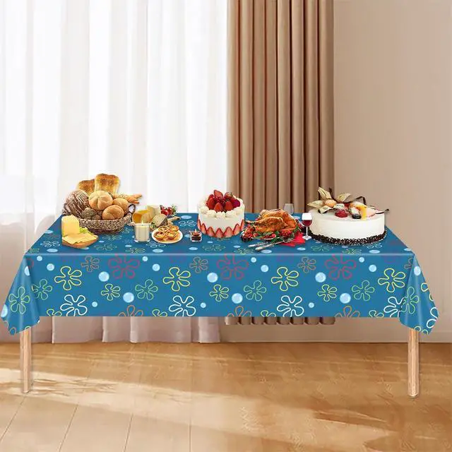 Alt view image 5 of 6 - 3PCS Cartoon Ocean Themed Tablecloth Blue Yellow Undersea Party Table Cover for Kids Boys Girls Birthday Decorations