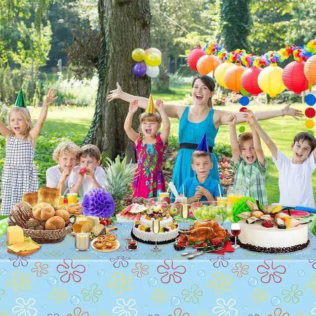 Alt view image 6 of 6 - 3PCS Cartoon Ocean Themed Tablecloth Blue Yellow Undersea Party Table Cover for Kids Boys Girls Birthday Decorations