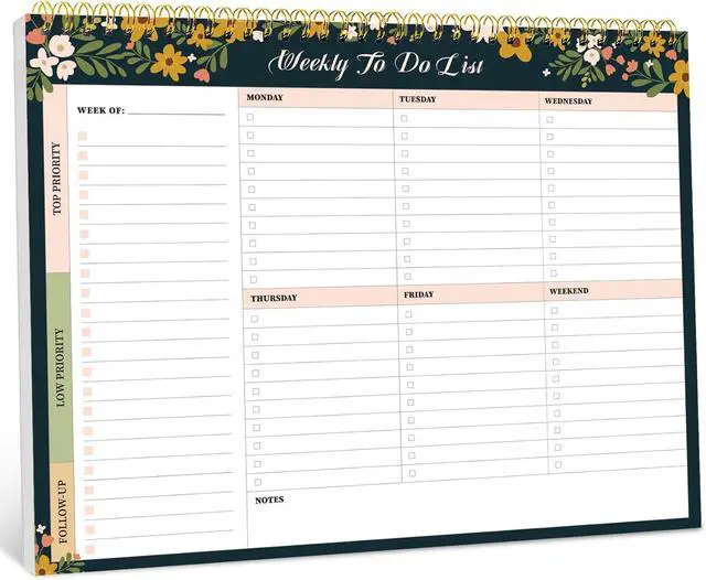 Main image of Weekly To Do List Notepad, Undated Weekly Planner Pad, 8.5" x 11"