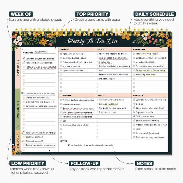 Alt view image 2 of 7 - Weekly To Do List Notepad, Undated Weekly Planner Pad, 8.5" x 11"