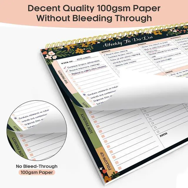 Alt view image 4 of 7 - Weekly To Do List Notepad, Undated Weekly Planner Pad, 8.5" x 11"