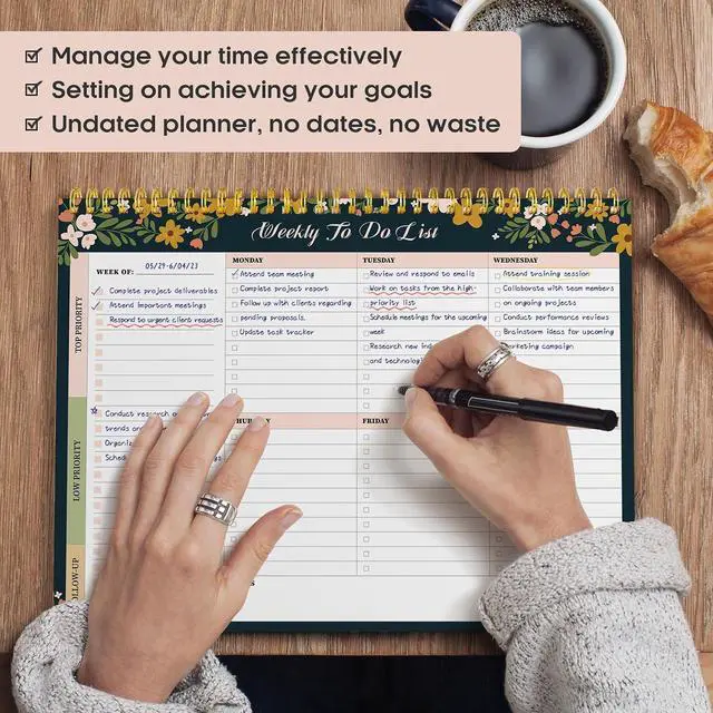 Alt view image 7 of 7 - Weekly To Do List Notepad, Undated Weekly Planner Pad, 8.5" x 11"