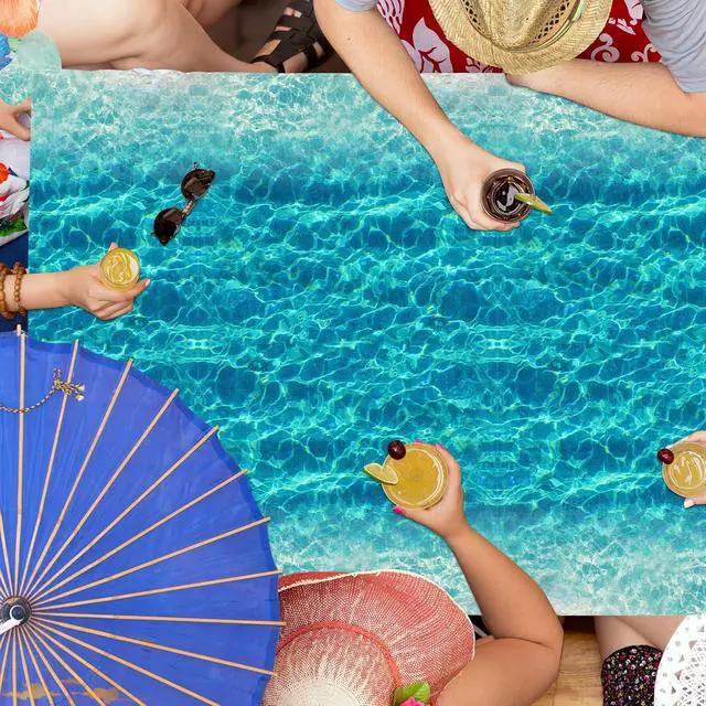 Alt view image 5 of 6 - Ocean Waves Tablecloth, 3Pcs Summer Beach Pool Party Decorations Tablecloth Plastic Beach Ocean Water Print Table Cover for Hawaiian Party Birthday Supplies 54X108inch