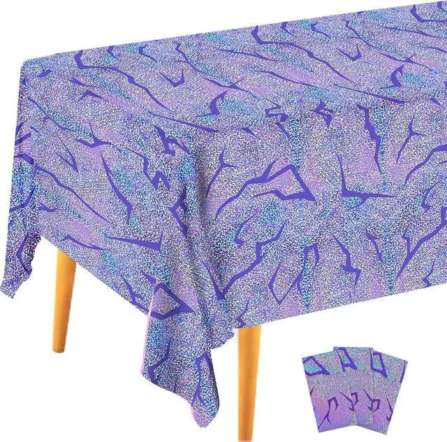 Main image of 3PCS Demon Hunters Birthday Tablecloth Decorations, Purple Demon Energy Pattern Grad 9FT Tablecover Sparkling Holographic Laser Korean Idol Movie Decor for KidsParty Birthday Graduation Bachelor