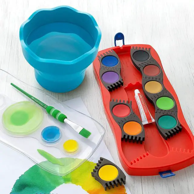 Alt view image 4 of 7 - Clic & Go Portable Paint Water Cup with Brush Holder, Turquoise - Collapsible Paint Brush Cleaner Rinse Cup, Travel Friendly Painting Accessories