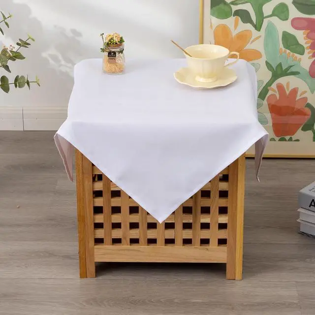 Alt view image 2 of 7 - Small Square Solid White Tablecloth 24 x 24 Inch