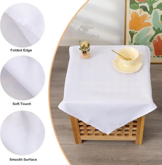 Alt view image 4 of 7 - Small Square Solid White Tablecloth 24 x 24 Inch