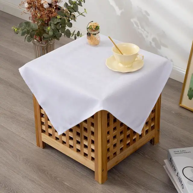 Alt view image 3 of 7 - Small Square Solid White Tablecloth 24 x 24 Inch