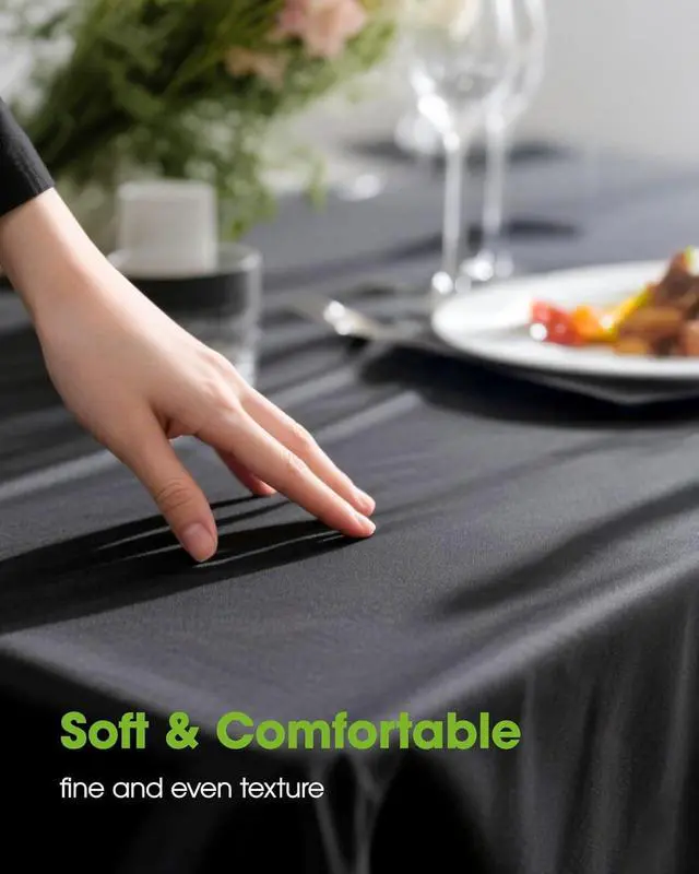 Alt view image 5 of 7 - Rectangle Table Cloth 60" x 84" Durable Polyester Tablecloth Offers Reusable & Washable Protection, Ideal for Outdoor Party, Picnic, Wedding, Banquet and Birthday, 1 Pack, Black