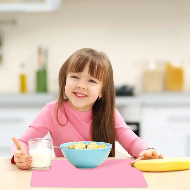Alt view image 3 of 7 - Silicone Mat for Crafts Kids Dinner Placemat Desk Countertop Protector Heat Resistant Baking Mat Reusable Dough Rolling Pad Fondant Mat, Pink Silicone Table Mat, (15.7 x 11.8 inches)